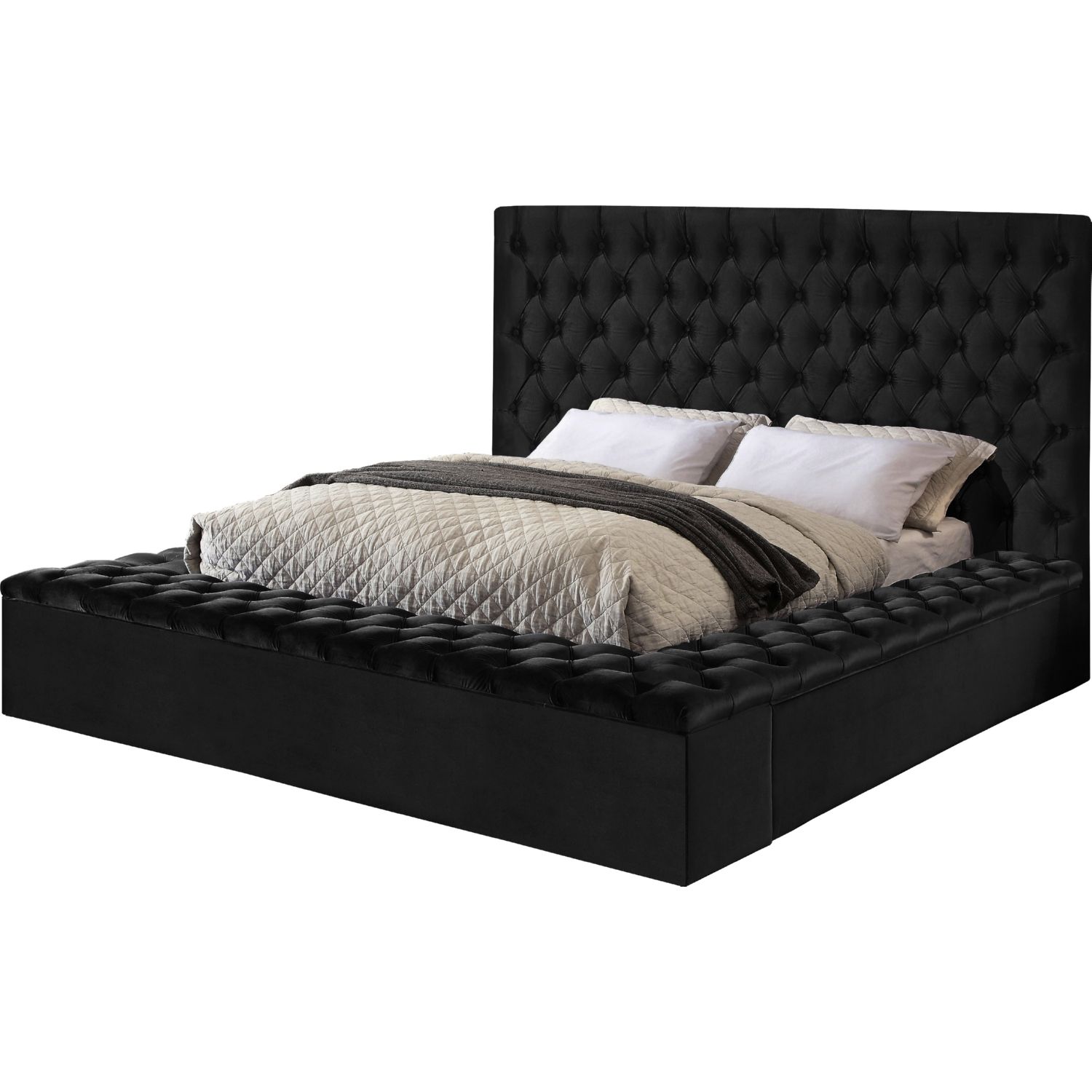 Bed frame design - Tufted Upholstered Storage Bed-2